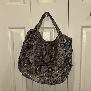 Michael Kors Snake Print Shoulder Bag - Black and Gray
